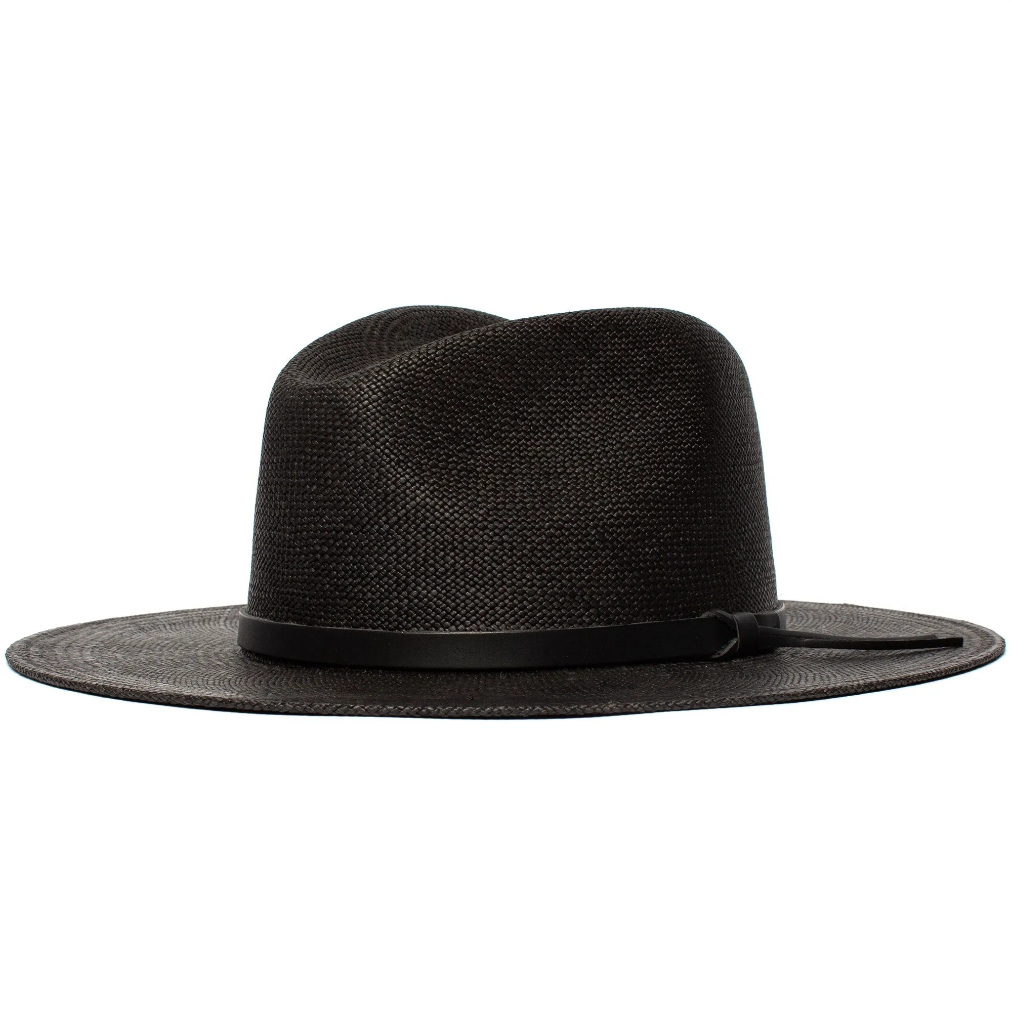 Summer Straw Fedora Hat-Black