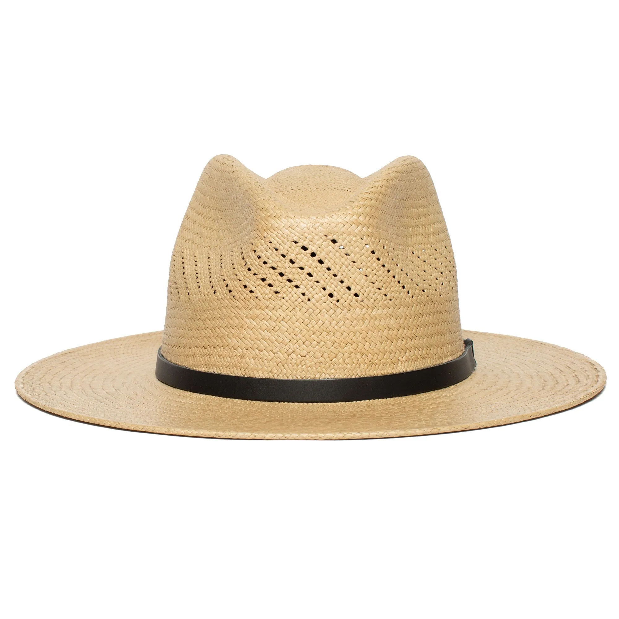 Summer Straw Fedora Hat-Black