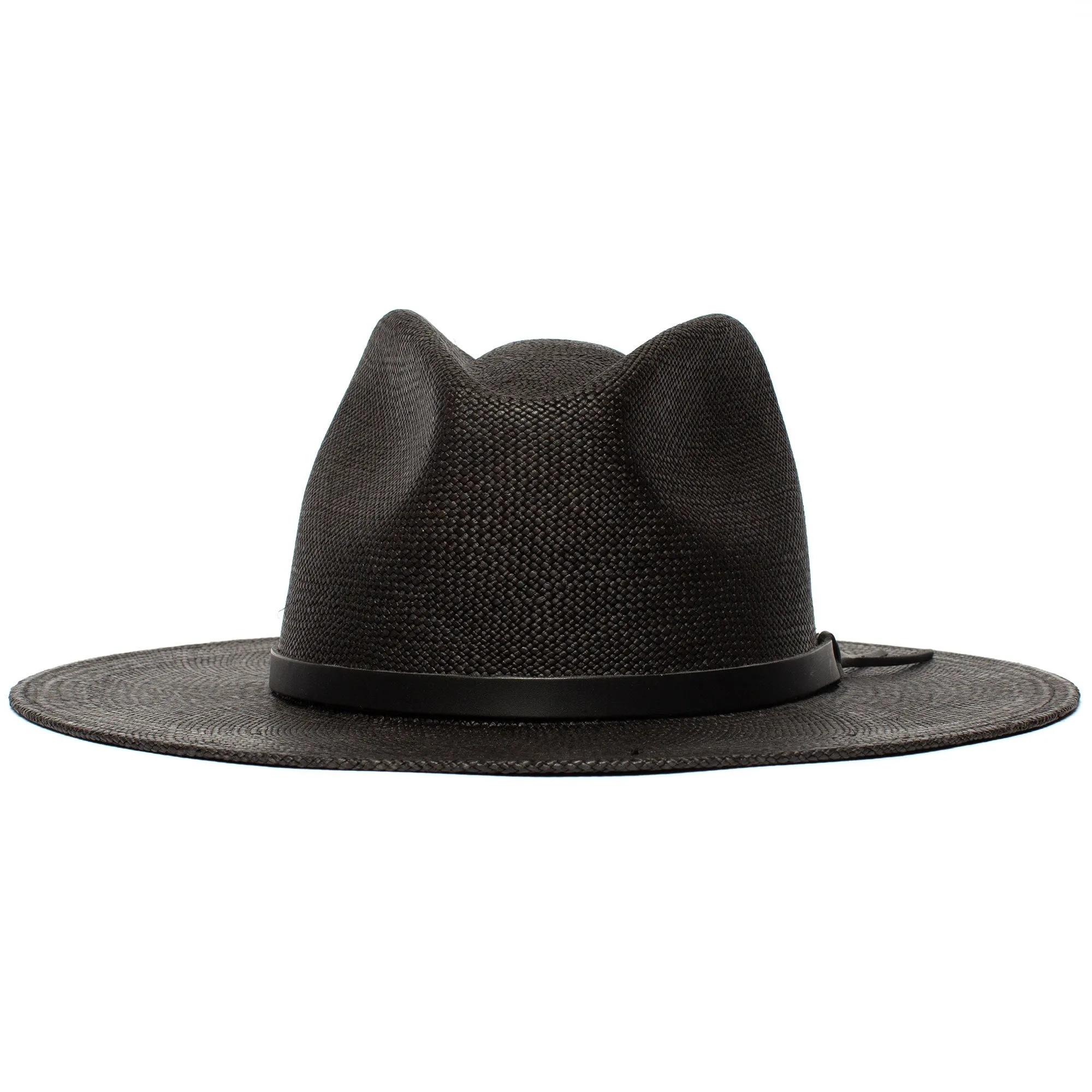 Summer Straw Fedora Hat-Black