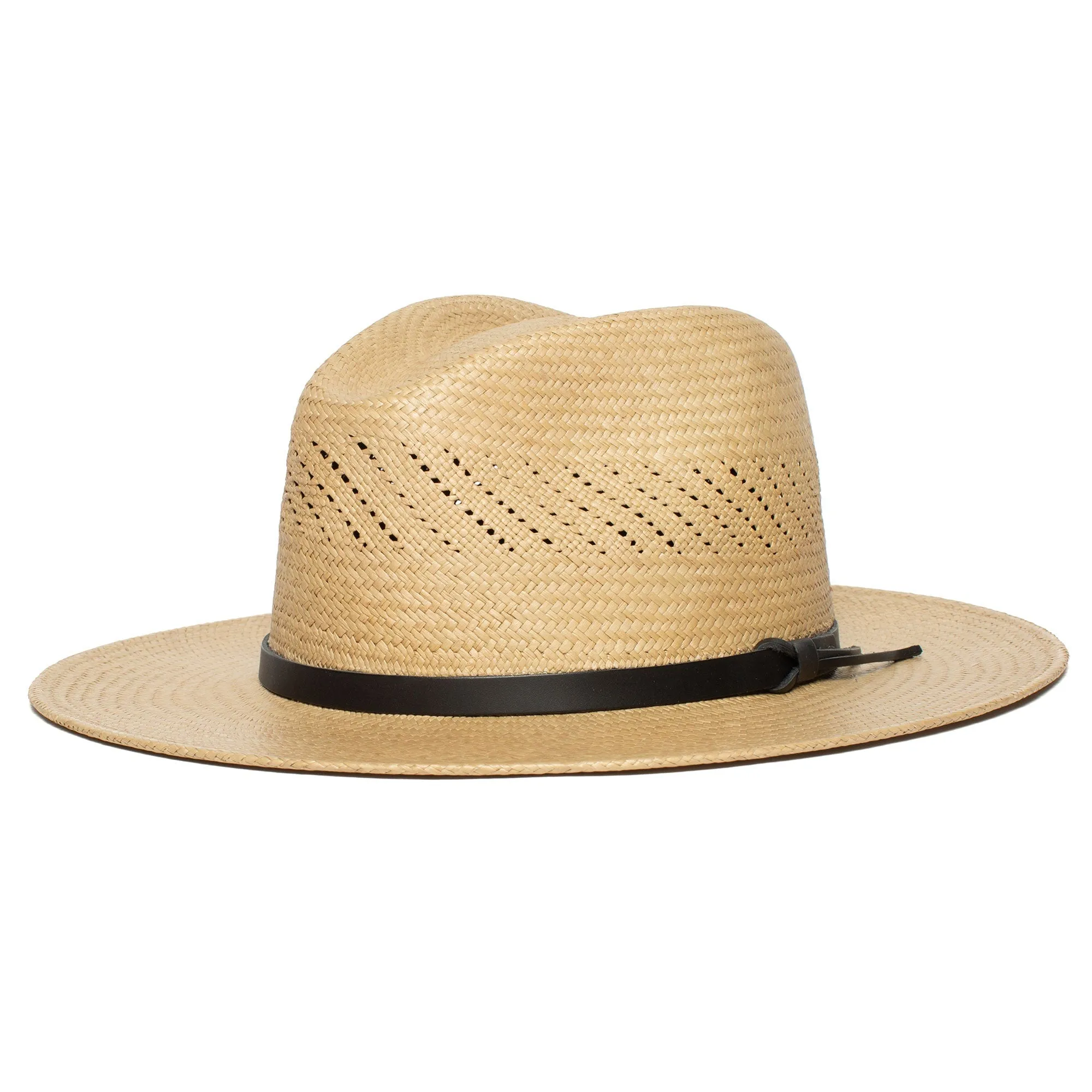 Summer Straw Fedora Hat-Black