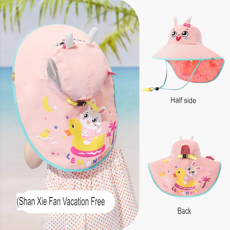 Sun hat children's sun hat large brim boy summer hat fisherman hat children outdoor sun hat