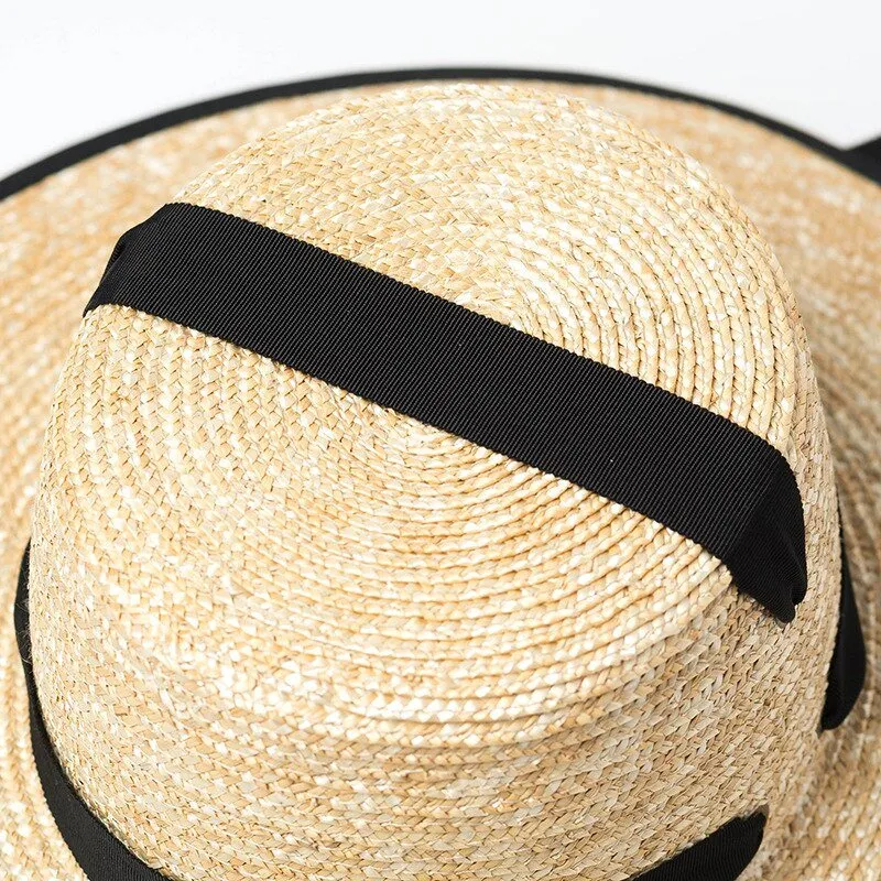 Sun Hat with Tie And Red or Black Ribbon