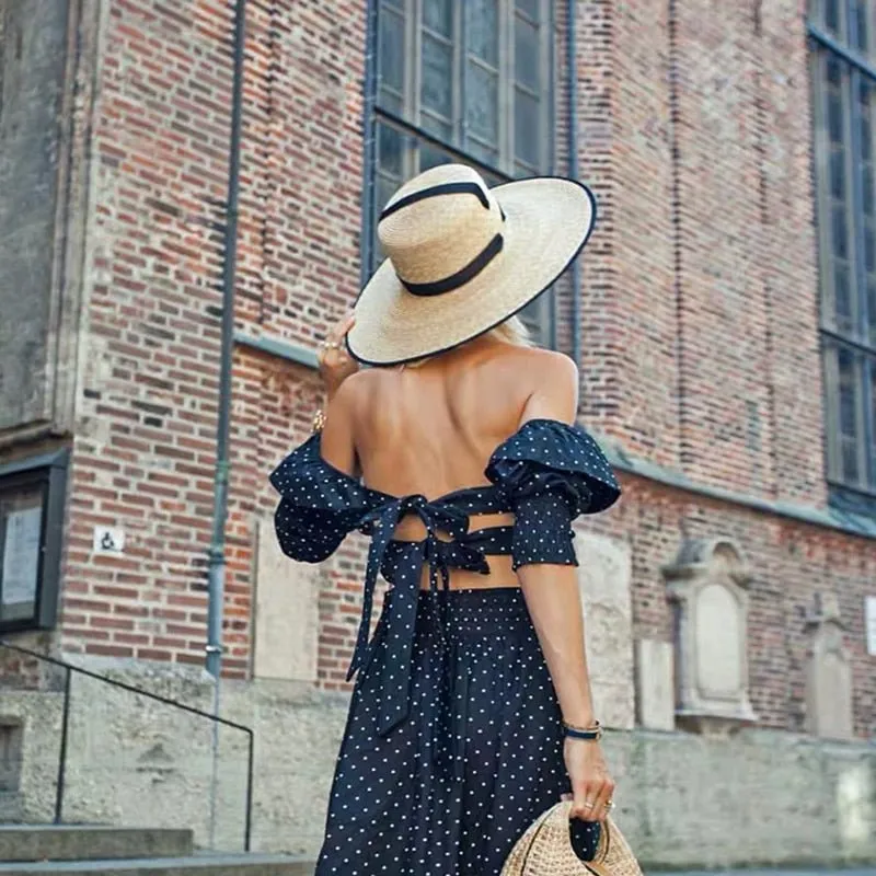 Sun Hat with Tie And Red or Black Ribbon