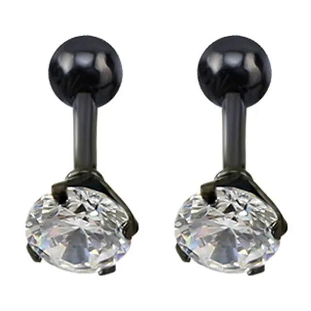 Surgical Steel Earrings Round Cubic Zirconia Ear Studs Small Stainless Steel Cartilage Earring for Women Girls Stud Earrings