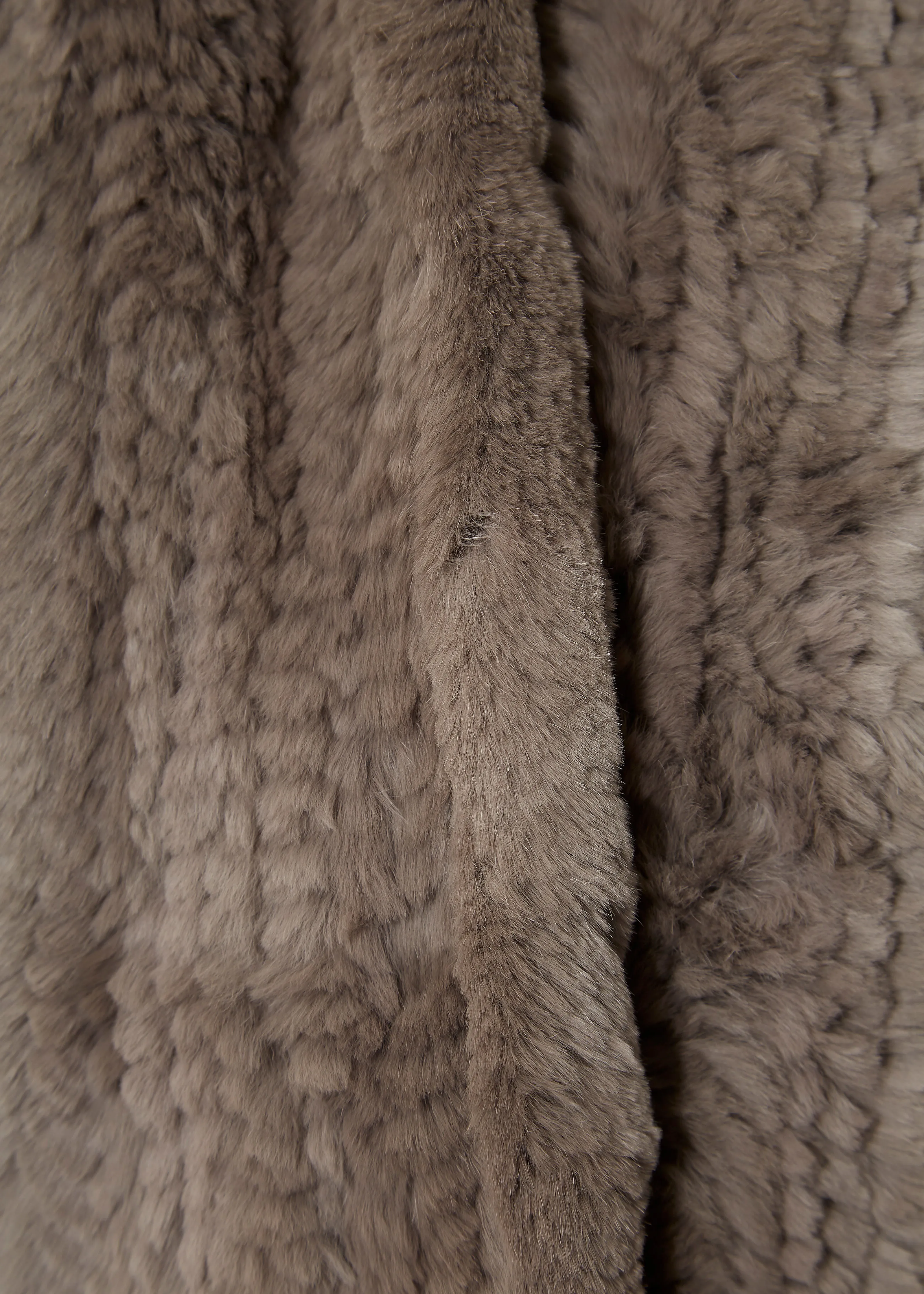 Taupe Grey 'Open' Real Rex Rabbit Fur Scarf