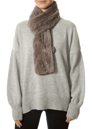 Taupe Grey 'Open' Real Rex Rabbit Fur Scarf