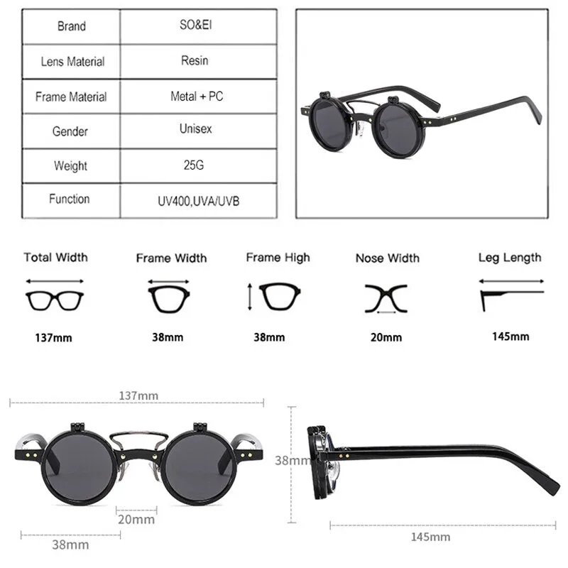 TEEK - Round Punk Double Bridge Sunglasses