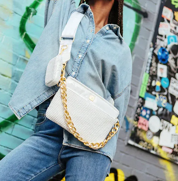 The Downtown Crossbody in White Raffia