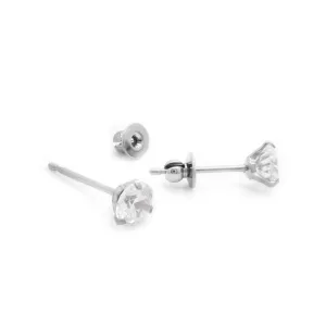 Tilum Titanium Prong Set Jewel Stud Earrings - Price Per 2