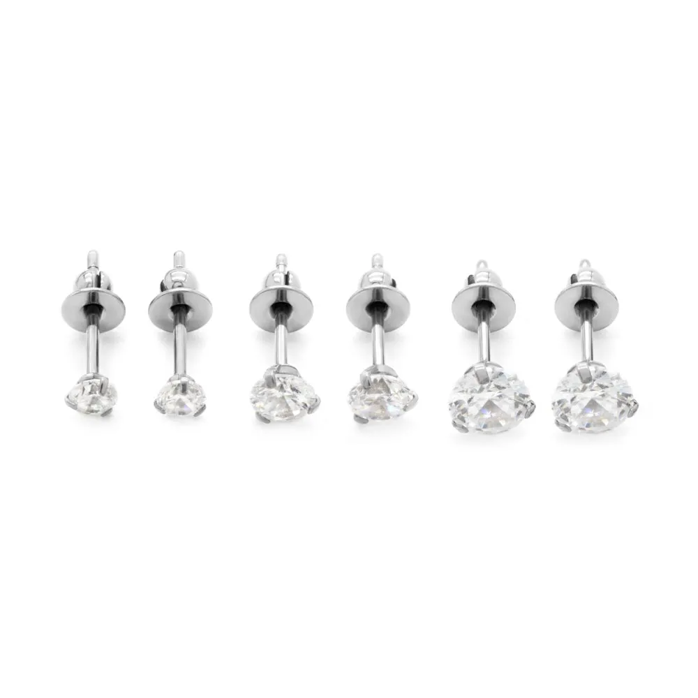 Tilum Titanium Prong Set Jewel Stud Earrings - Price Per 2