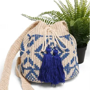 Tribal Straw Crossbody Bucket Bag  211-2 (1 unit)