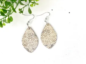 Upside Down Teardrop Leopard Dot Wood Earring Birch