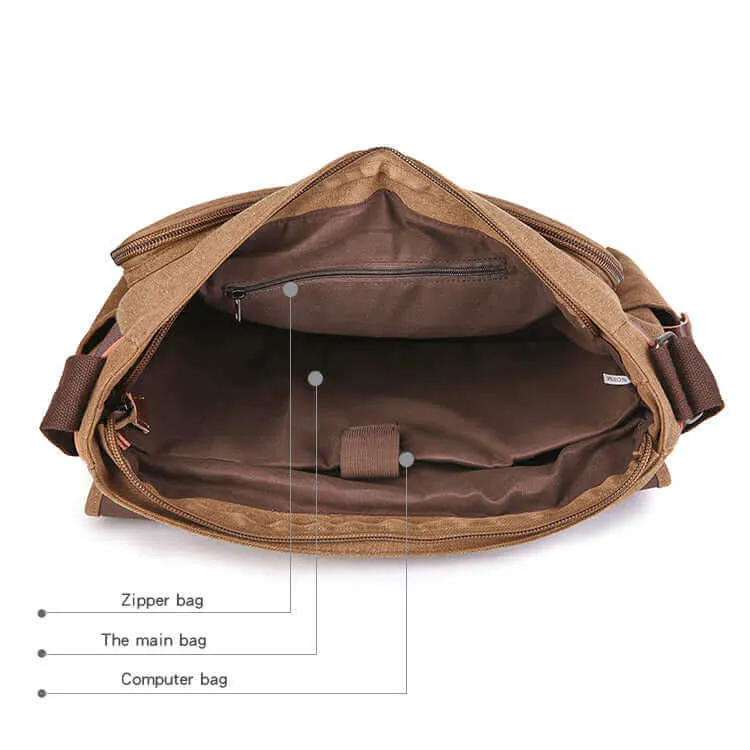 Versatile Canvas Messenger Bag | 17 Inch Laptop