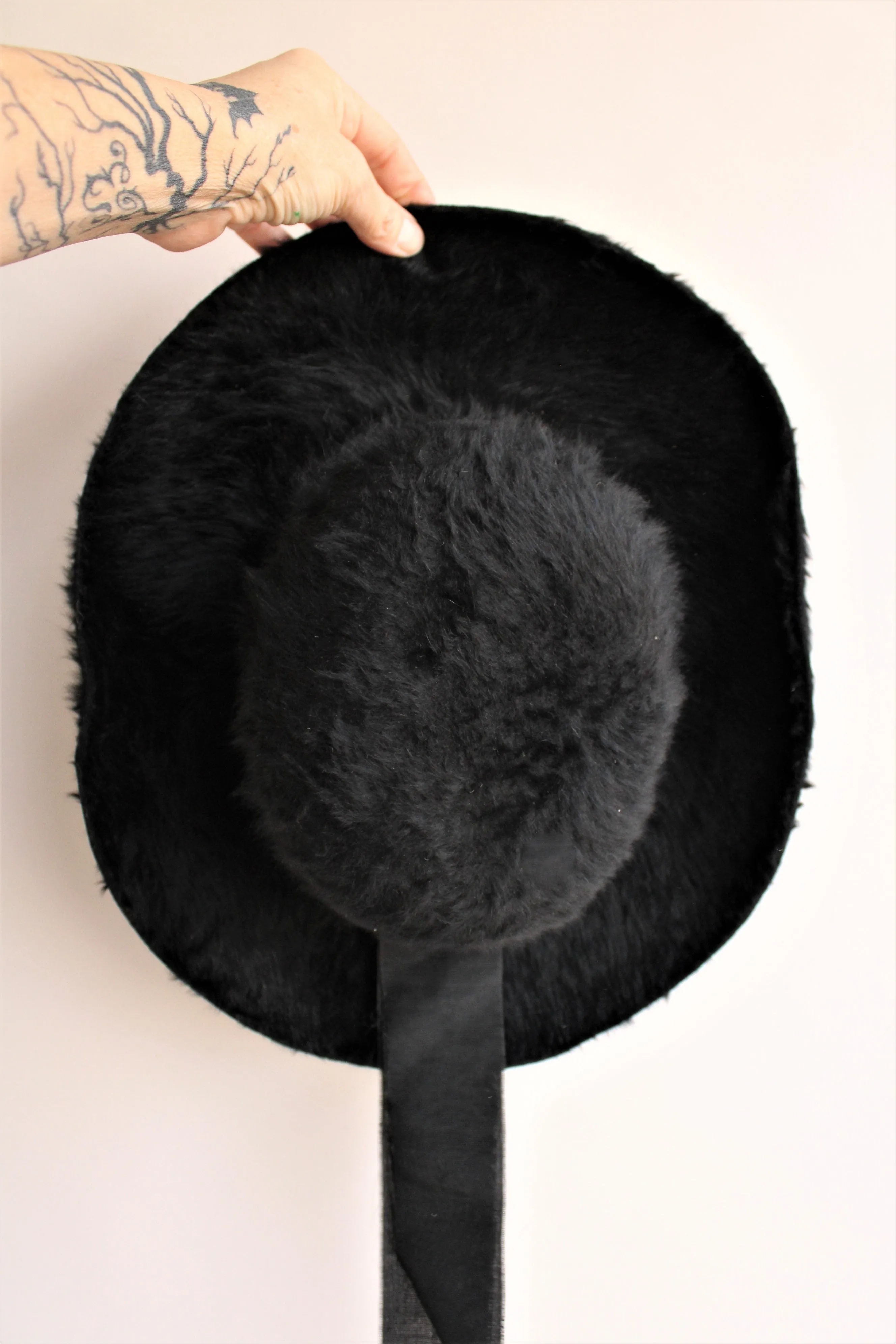 Vintage 1930s 1940s Black Beaverette Hat