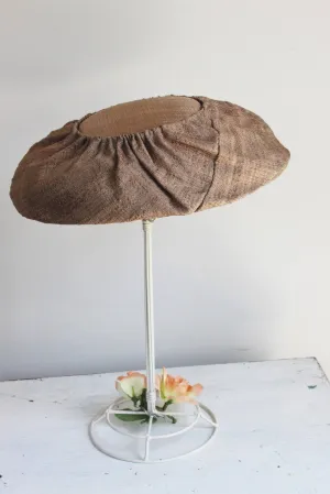 Vintage 1950s Brown Wide Brimmed Mushroom, or Cartwheel Hat