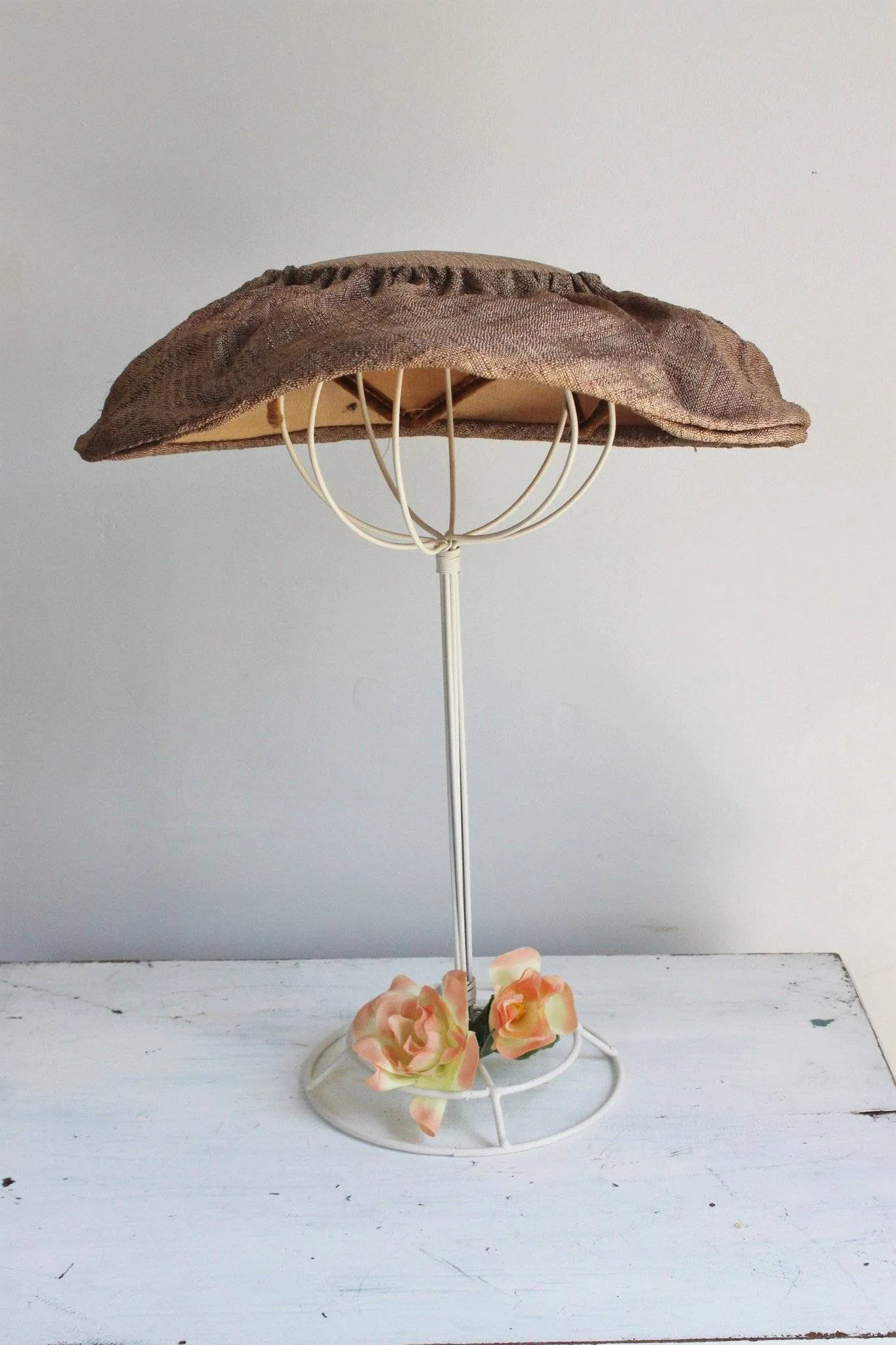 Vintage 1950s Brown Wide Brimmed Mushroom, or Cartwheel Hat