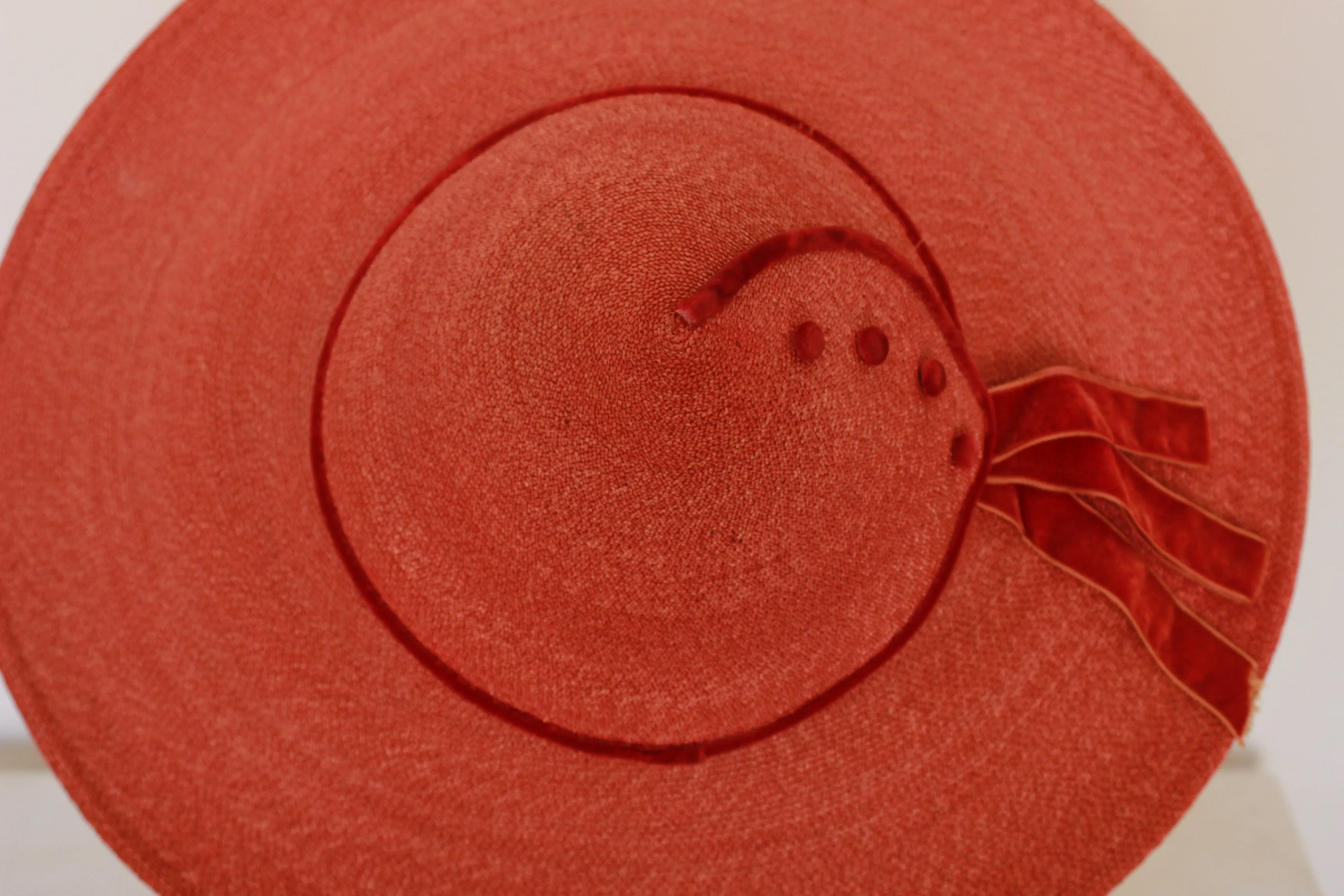 Vintage 1950s Wide Brimmed Red Straw Hat