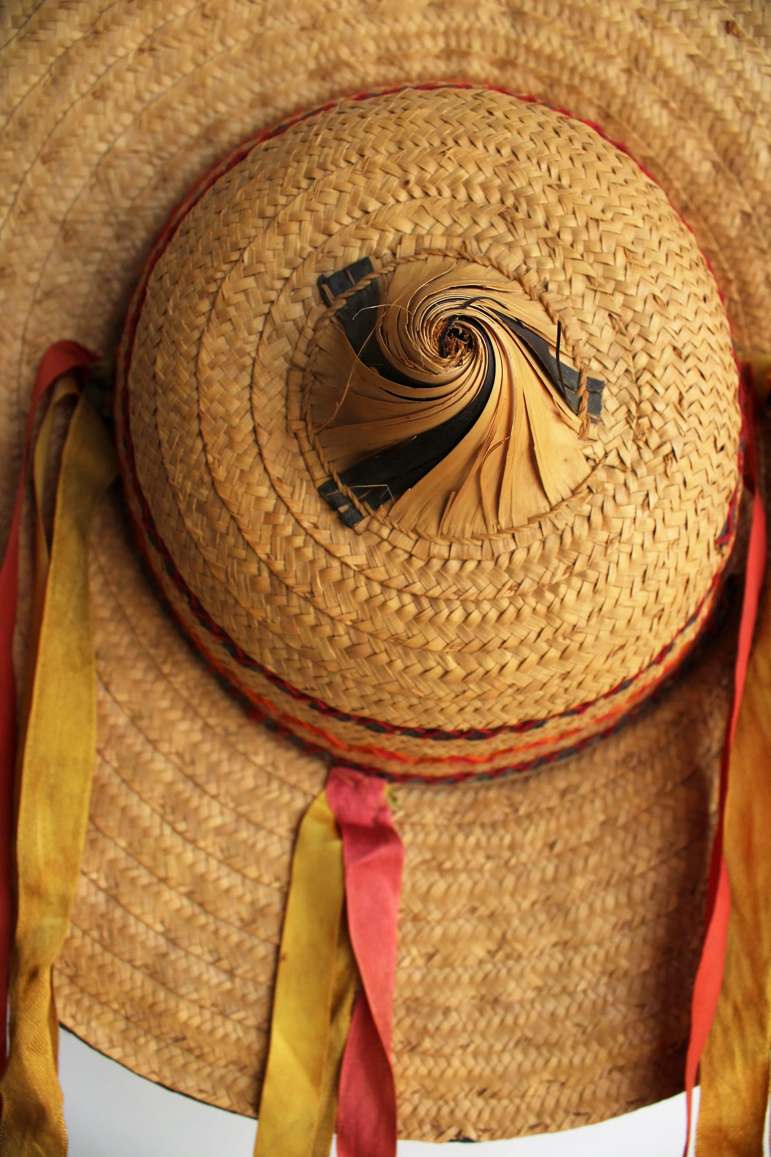 Vintage 1950s Woven Asian Conical Straw Hat