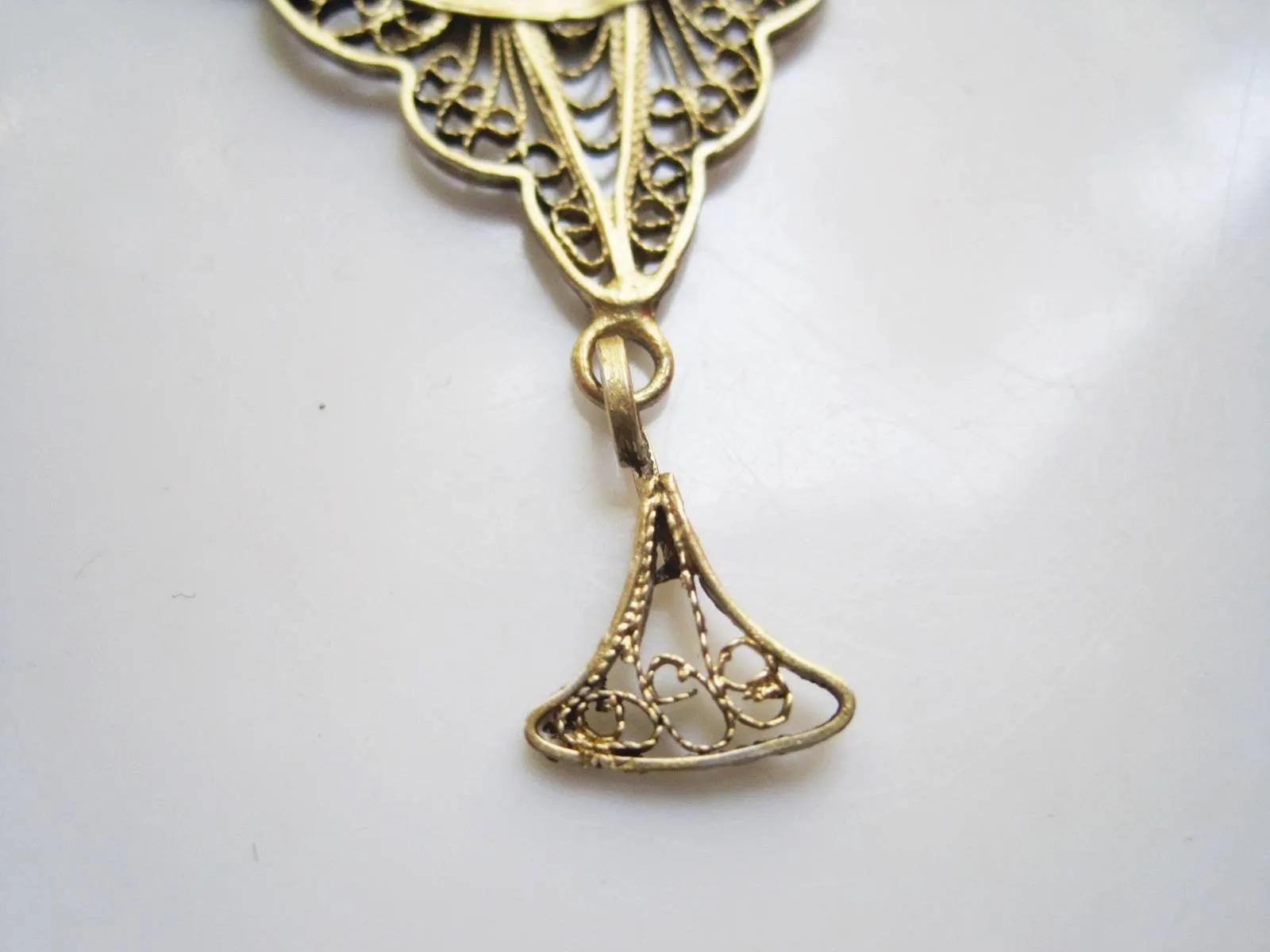 Vintage Egyptian Gold Plated Silver Filigree Necklace