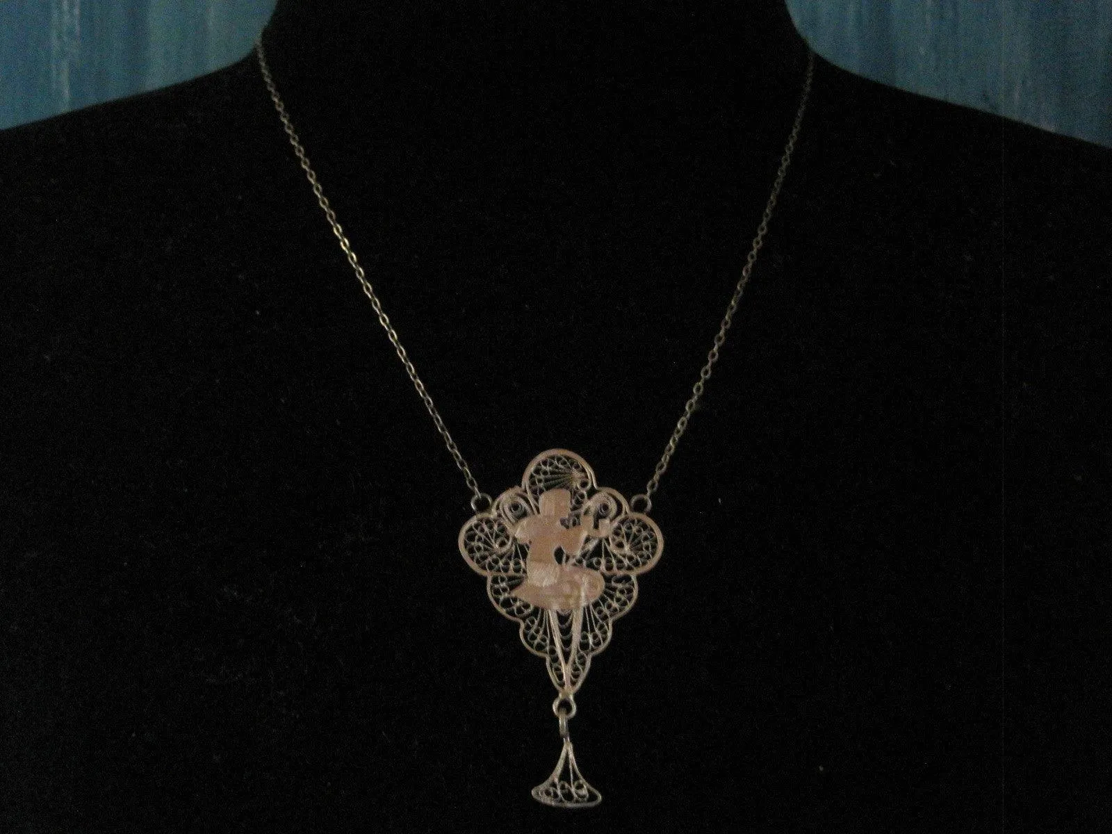 Vintage Egyptian Gold Plated Silver Filigree Necklace