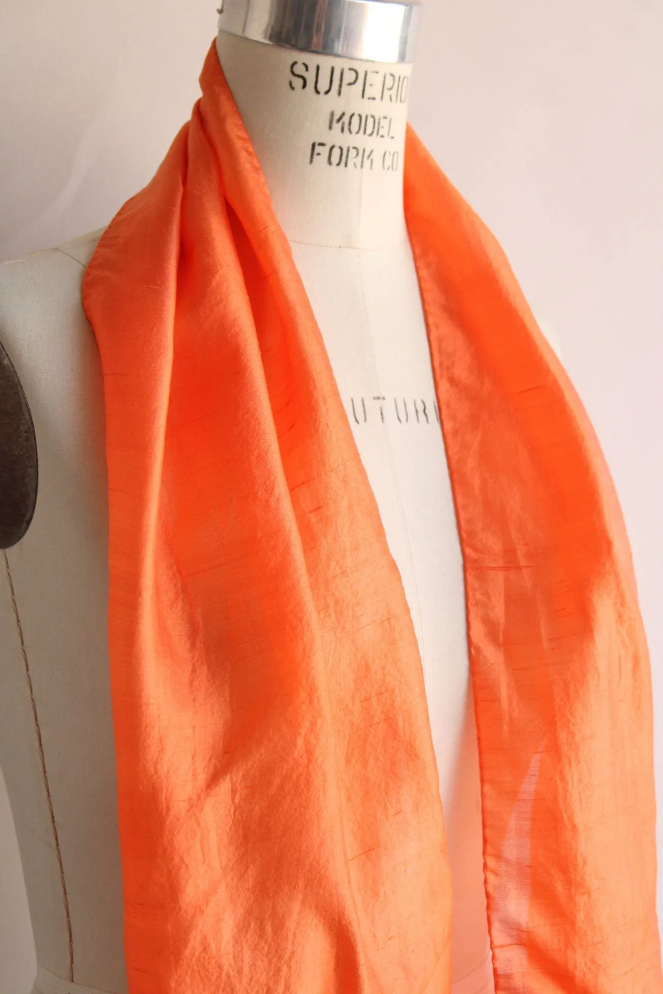 Vintage Orange Silk Charmeuse Rectangular Scarf