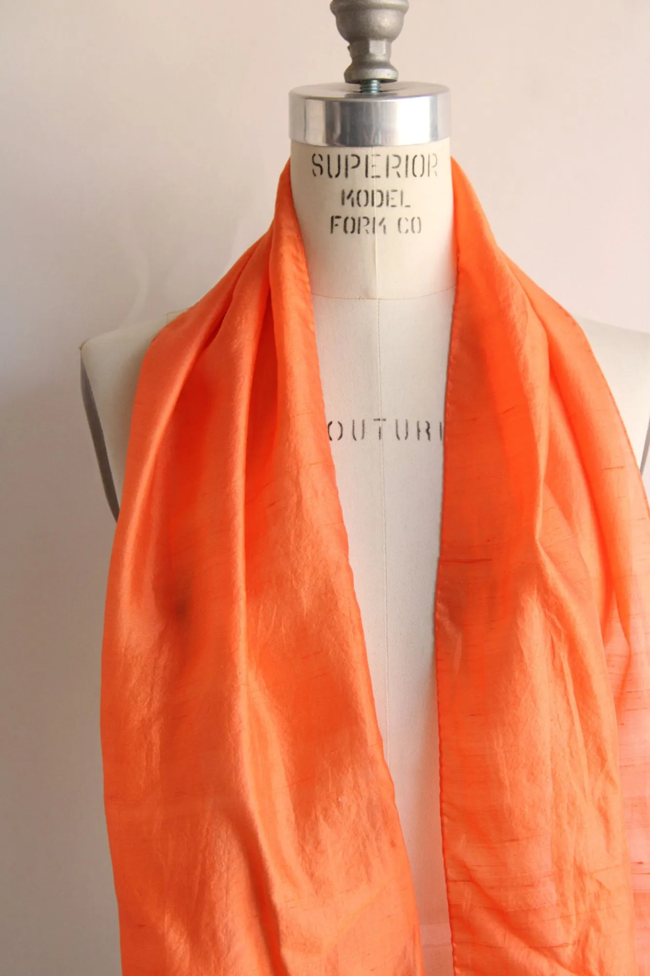 Vintage Orange Silk Charmeuse Rectangular Scarf