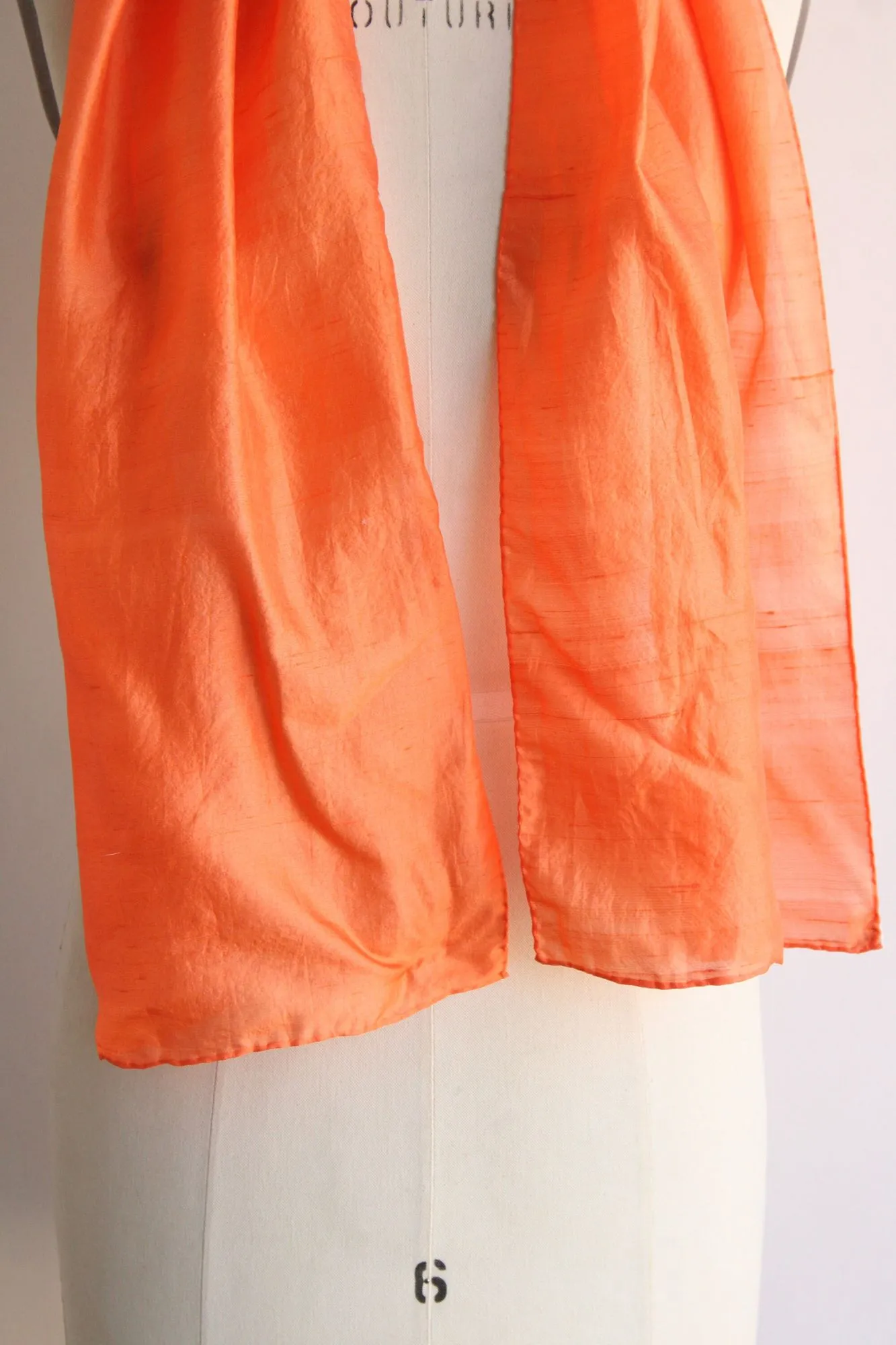 Vintage Orange Silk Charmeuse Rectangular Scarf