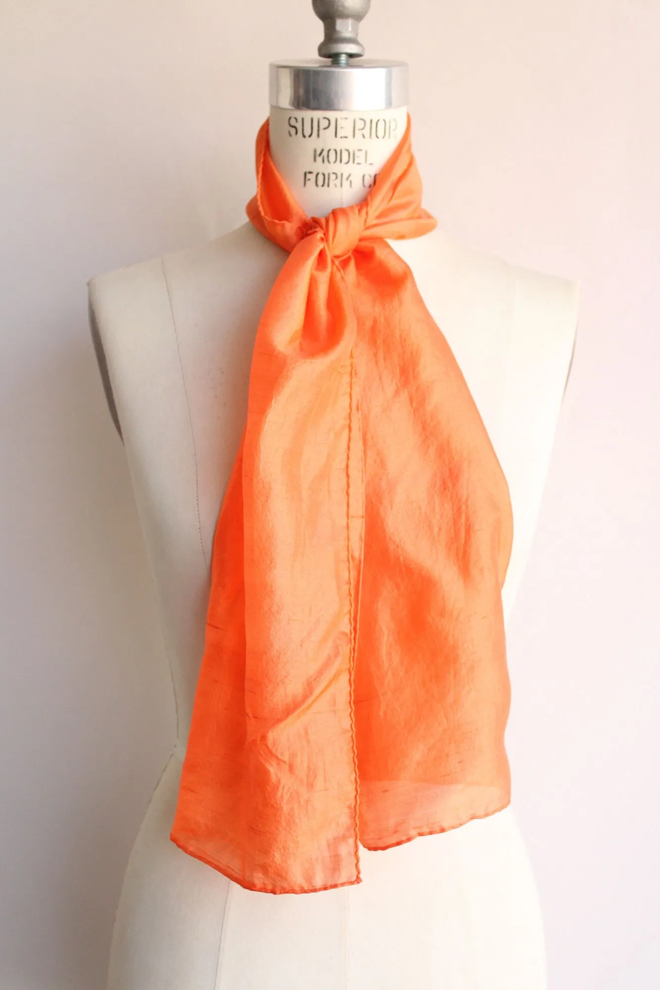 Vintage Orange Silk Charmeuse Rectangular Scarf