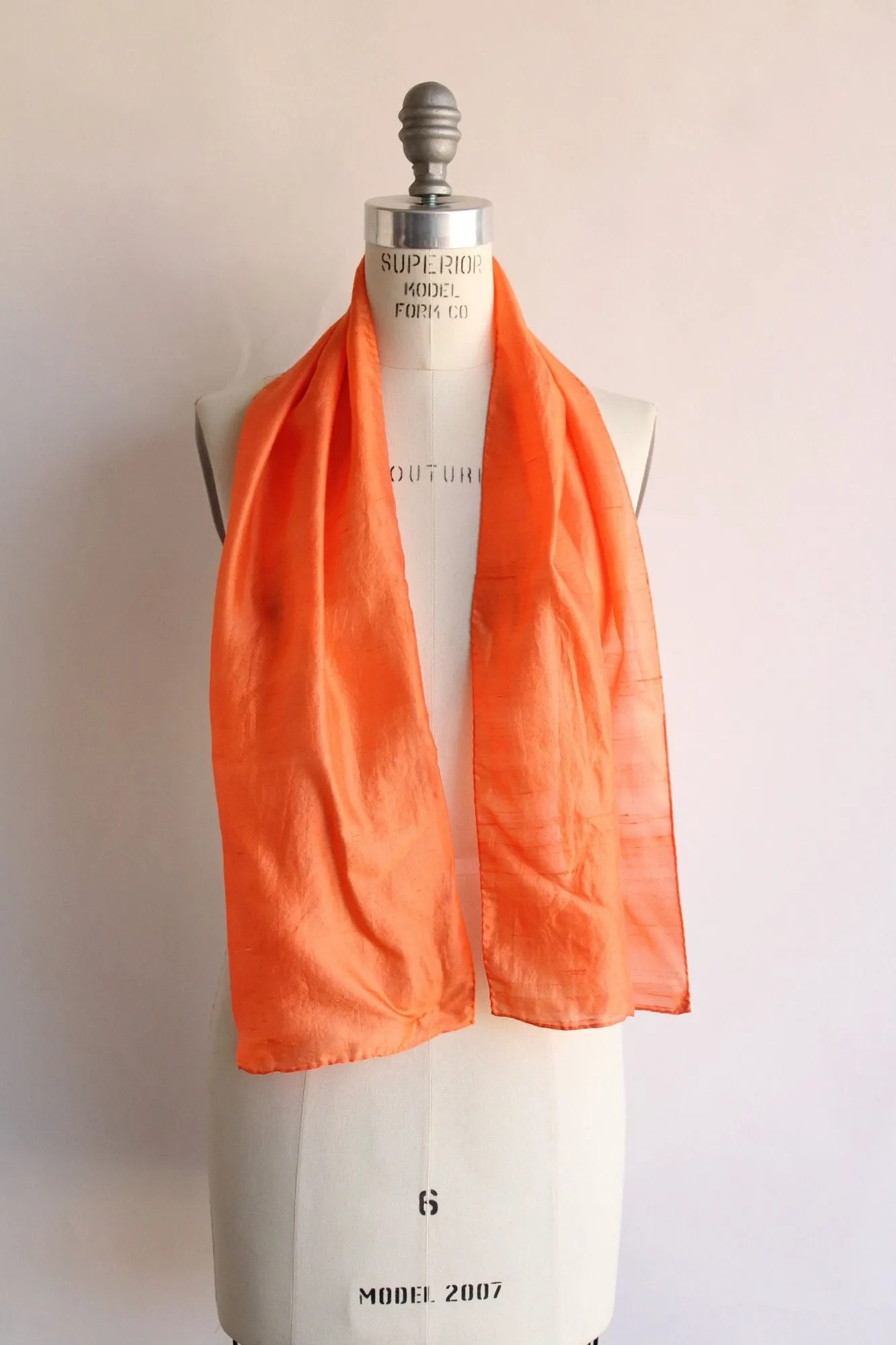 Vintage Orange Silk Charmeuse Rectangular Scarf