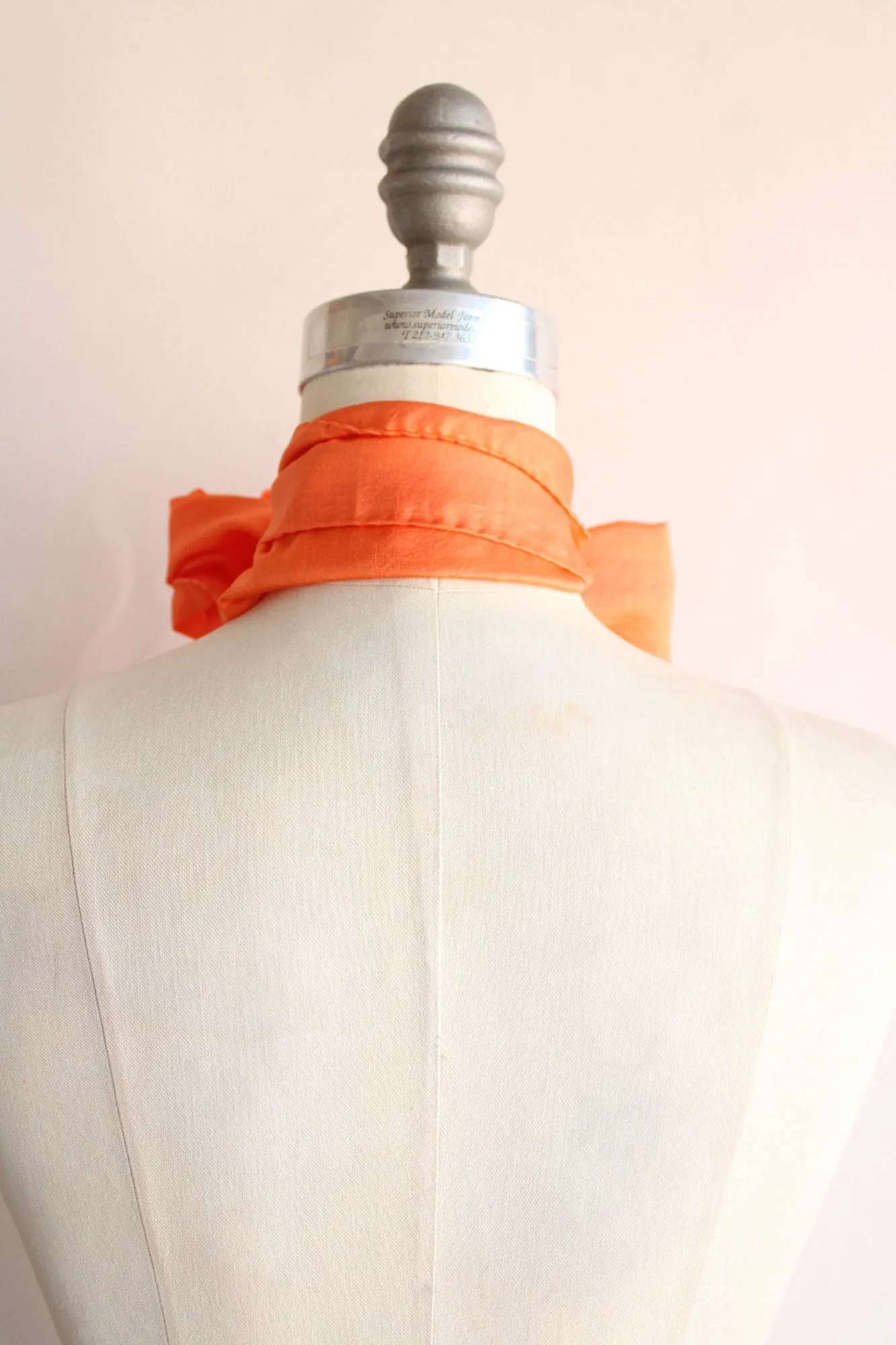 Vintage Orange Silk Charmeuse Rectangular Scarf