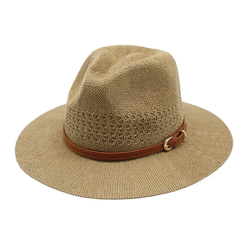 Wide Brim Leather Band Straw Hat