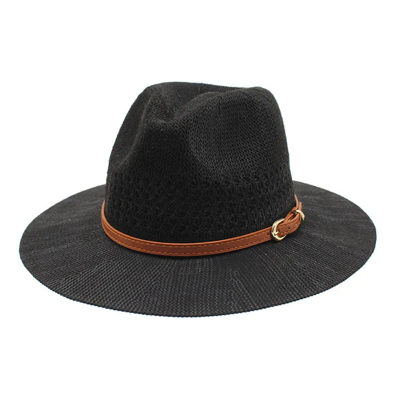 Wide Brim Leather Band Straw Hat