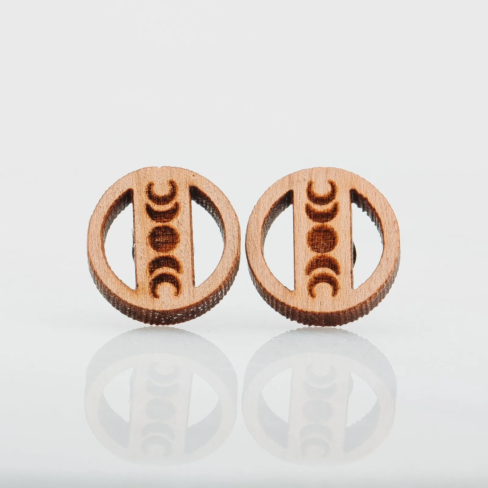 Wood Moon Phase Earrings