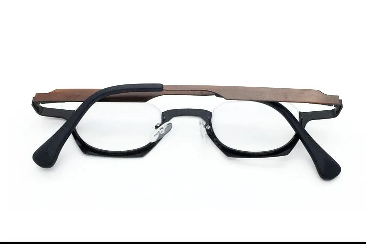 Yujo Unisex Semi Rim Bottom Square Alloy Reading Glasses Y038