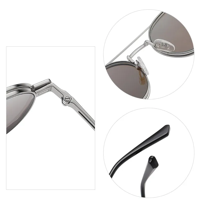 Zirosat Unisex Full Rim Round Alloy Eyeglasses Clip On Sunglasses CG8802